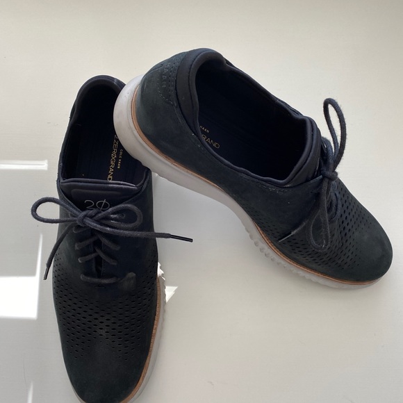 Cole Haan Zerogrand Black Suede Wingtip Oxfords - Picture 2 of 14